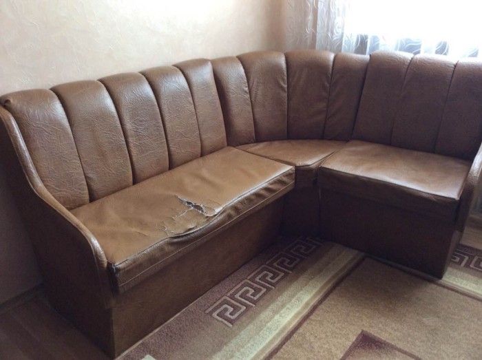 Замена порванной обивки ДО и ПОСЛЕ