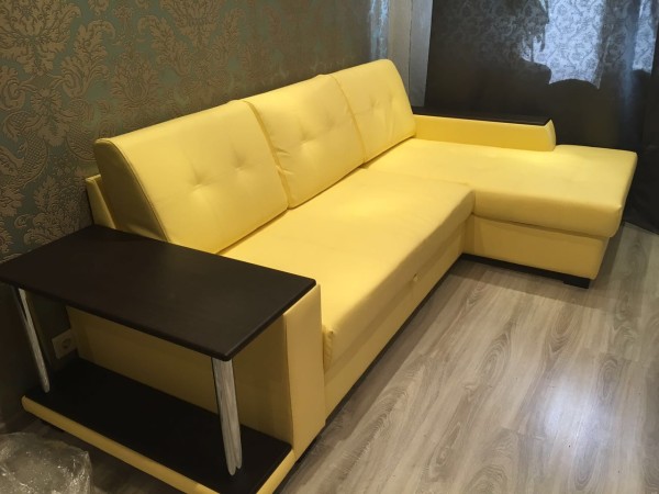 Перетяжка углового дивана из экокожи ПОСЛЕ