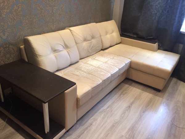 Перетяжка углового дивана из экокожи ДО