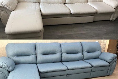 Ремонт дивана из экокожи До и После